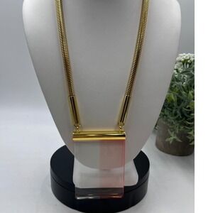 Jules Reid Eleanor Lucite‎ Necklace in Pink and Gold Tone
